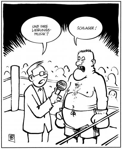 Cartoon: Schlager (medium) by Harm Bengen tagged sport,sportler,kampf,kämpfen,boxen,boxkampf,boxer,schlagen,verprügeln,schläger,boxring,schlager,musik,musikrichtung,unterhaltung,interview,journalist,reporter