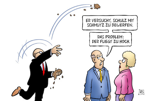 Cartoon: Schmutzkampagne (medium) by Harm Bengen tagged schmutzkampagne,cdu,spd,schulz,bewerfen,dreck,fliegen,umfragen,harm,bengen,cartoon,karikatur,schmutzkampagne,cdu,spd,schulz,bewerfen,dreck,fliegen,umfragen,harm,bengen,cartoon,karikatur