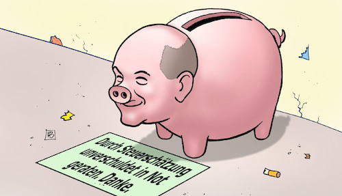 Cartoon: Scholz-Not (medium) by Harm Bengen tagged steuerschätzung,steuereinnahmen,unverschuldet,not,scholz,sparschwein,betteln,harm,bengen,cartoon,karikatur,steuerschätzung,steuereinnahmen,unverschuldet,not,scholz,sparschwein,betteln,harm,bengen,cartoon,karikatur