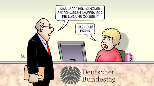 Cartoon: Scholz und schwere Waffen (medium) by Harm Bengen tagged kanzler,scholz,schwere,waffen,porto,bundestag,hand,russland,ukraine,krieg,harm,bengen,cartoon,karikatur,kanzler,scholz,schwere,waffen,porto,bundestag,hand,russland,ukraine,krieg,harm,bengen,cartoon,karikatur