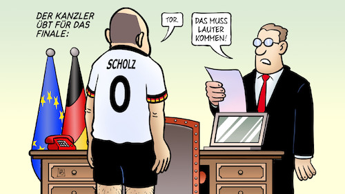 Cartoon: Scholz zu EM-Finale (medium) by Harm Bengen tagged kanzler,üben,em,frauen,fussball,finale,tor,lauter,scholz,harm,bengen,cartoon,karikatur,kanzler,üben,em,frauen,fussball,finale,tor,lauter,scholz,harm,bengen,cartoon,karikatur