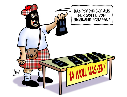 Cartoon: Schottenmasken (medium) by Harm Bengen tagged schotten,schottland,referendum,abspaltung,england,gb,separatisten,ukraine,wollmasken,highland,schafe,harm,bengen,cartoon,karikatur,schotten,schottland,referendum,abspaltung,england,gb,separatisten,ukraine,wollmasken,highland,schafe,harm,bengen,cartoon,karikatur