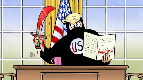 Cartoon: Schreibtischtäter (medium) by Harm Bengen tagged schreibtischtäter,oval,office,islamisten,trump,usa,iran,irak,tötung,ermordung,kassem,soleimani,revolutionsgarden,krieg,harm,bengen,cartoon,karikatur,schreibtischtäter,oval,office,islamisten,trump,usa,iran,irak,tötung,ermordung,kassem,soleimani,revolutionsgarden,krieg,harm,bengen,cartoon,karikatur