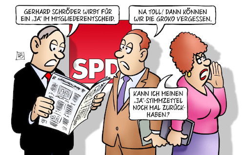 Cartoon: Schröder für Groko (medium) by Harm Bengen tagged gerhard,schröder,spd,mitgliedervotum,mitgliederentscheid,stimmzettel,groko,ja,harm,bengen,cartoon,karikatur,gerhard,schröder,spd,mitgliedervotum,mitgliederentscheid,stimmzettel,groko,ja,harm,bengen,cartoon,karikatur