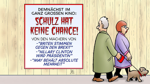 Cartoon: Schulz-Umfragen (medium) by Harm Bengen tagged grosses,kino,plakat,zaun,schulz,chance,umfragen,filme,spd,bundestagswahl,harm,bengen,cartoon,karikatur,grosses,kino,plakat,zaun,schulz,chance,umfragen,filme,spd,bundestagswahl,harm,bengen,cartoon,karikatur