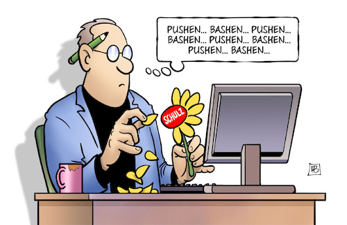 Cartoon: Schulz Pushen oder Bashen (medium) by Harm Bengen tagged pushen,bashen,schulz,spd,bundestagswahl,kanzlerkandidat,blume,journalist,redakteur,zeitung,medien,harm,bengen,cartoon,karikatur,pushen,bashen,schulz,spd,bundestagswahl,kanzlerkandidat,blume,journalist,redakteur,zeitung,medien,harm,bengen,cartoon,karikatur