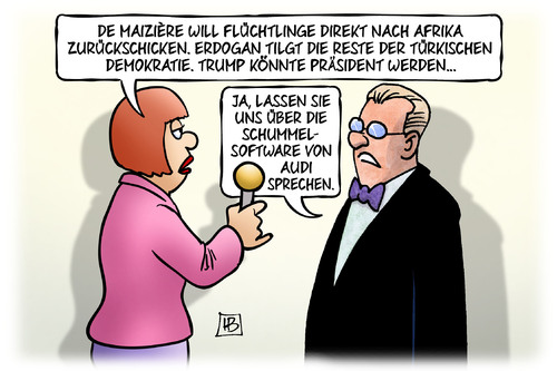 Cartoon: Schummelsoftware (medium) by Harm Bengen tagged demaiziere,flüchtlinge,afrika,zurückschicken,erdogan,türkei,demokratie,trump,präsident,schummelsoftware,audi,interview,harm,bengen,cartoon,karikatur,demaiziere,flüchtlinge,afrika,zurückschicken,erdogan,türkei,demokratie,trump,präsident,schummelsoftware,audi,interview,harm,bengen,cartoon,karikatur