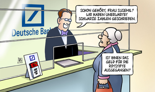 Cartoon: Schwarze Zahlen (medium) by Harm Bengen tagged susemil,schwarze,zahlen,geld,rotstifte,ausgegangen,deutsche,bank,quartalsbilanz,gewinn,harm,bengen,cartoon,karikatur,susemil,schwarze,zahlen,geld,rotstifte,ausgegangen,deutsche,bank,quartalsbilanz,gewinn,harm,bengen,cartoon,karikatur