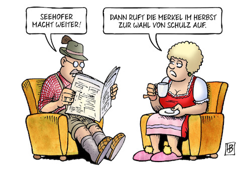 Cartoon: Seehofer macht weiter (medium) by Harm Bengen tagged seehofer,macht,weiter,csu,parteichef,ministerpräsident,cdu,streit,merkel,bundestagswahl,schulz,bayern,zeitung,harm,bengen,cartoon,karikatur,seehofer,macht,weiter,csu,parteichef,ministerpräsident,cdu,streit,merkel,bundestagswahl,schulz,bayern,zeitung,harm,bengen,cartoon,karikatur