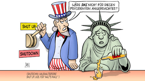Cartoon: Shutdown-Shut Up (medium) by Harm Bengen tagged präsident,shut,up,shutdown,haushaltssperre,uncle,sam,usa,trump,schalter,freiheitsstatue,saufen,alkohol,whisky,harm,bengen,cartoon,karikatur,präsident,shut,up,shutdown,haushaltssperre,uncle,sam,usa,trump,schalter,freiheitsstatue,saufen,alkohol,whisky,harm,bengen,cartoon,karikatur