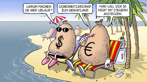 Cartoon: Sicherheitsabstand zur Steuer (medium) by Harm Bengen tagged urlaub,sicherheitsabstand,steuern,anstecken,steuerhinterziehung,steueroasen,strand,liegstuhl,geldsack,corona,harm,bengen,cartoon,karikatur,urlaub,sicherheitsabstand,steuern,anstecken,steuerhinterziehung,steueroasen,strand,liegstuhl,geldsack,corona,harm,bengen,cartoon,karikatur