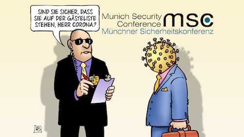 Cartoon: Siko und Corona (medium) by Harm Bengen tagged siko,und,corona,münchner,sicherheitskonferenz,gästeliste,coronavirus,krankheit,pandemie,china,security,klemmbrett,harm,bengen,cartoon,karikatur,siko,und,corona,münchner,sicherheitskonferenz,gästeliste,coronavirus,krankheit,pandemie,china,security,klemmbrett,harm,bengen,cartoon,karikatur