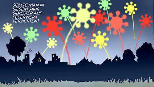 Cartoon: Silvester-Feuerwerk (medium) by Harm Bengen tagged silvester,feuerwerk,verzichten,corona,virus,feinstaub,infektion,harm,bengen,cartoon,karikatur,silvester,feuerwerk,verzichten,corona,virus,feinstaub,infektion,harm,bengen,cartoon,karikatur