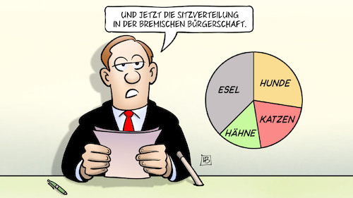 Cartoon: Sitzverteilung Bremen (medium) by Harm Bengen tagged sitzverteilung,bremischen,bürgerschaft,bremer,stadtmusikanten,esel,hunde,katzen,hähne,bremen,landtagswahl,bürgerschaftswahl,harm,bengen,cartoon,karikatur,sitzverteilung,bremischen,bürgerschaft,bremer,stadtmusikanten,esel,hunde,katzen,hähne,bremen,landtagswahl,bürgerschaftswahl,harm,bengen,cartoon,karikatur