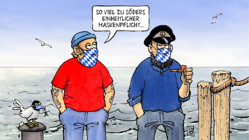 Cartoon: Söder-Masken (medium) by Harm Bengen tagged söder,bayern,raute,maskenpflicht,einheitlich,bundesweit,corona,meer,see,norddeutschland,harm,bengen,cartoon,karikatur,söder,bayern,raute,maskenpflicht,einheitlich,bundesweit,corona,meer,see,norddeutschland,harm,bengen,cartoon,karikatur