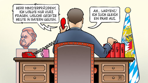 Cartoon: Söders Gesetze (medium) by Harm Bengen tagged impfpflicht,gesetze,bayern,söder,willkür,telefon,schreibtisch,harm,bengen,cartoon,karikatur,impfpflicht,gesetze,bayern,söder,willkür,telefon,schreibtisch,harm,bengen,cartoon,karikatur