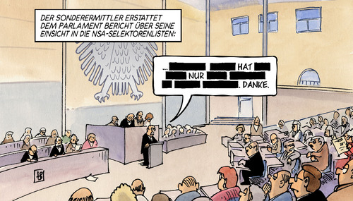 Cartoon: Sonderermittler (medium) by Harm Bengen tagged sonderermittler,parlament,bericht,einsicht,nsa,selektorenlisten,bnd,bundestag,spionage,untersuchungsausschuss,harm,bengen,cartoon,karikatur,sonderermittler,parlament,bericht,einsicht,nsa,selektorenlisten,bnd,bundestag,spionage,untersuchungsausschuss,harm,bengen,cartoon,karikatur