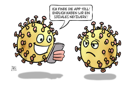 Cartoon: Soziales Coronanetzwerk (medium) by Harm Bengen tagged freude,soziales,netzwerk,warnung,warnapp,app,krank,gesund,handy,smartphone,corona,covid19,virus,pandemie,harm,bengen,cartoon,karikatur,freude,soziales,netzwerk,warnung,warnapp,app,krank,gesund,handy,smartphone,corona,covid19,virus,pandemie,harm,bengen,cartoon,karikatur