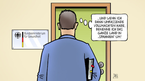 Cartoon: Spahn-Vollmachten (medium) by Harm Bengen tagged spahn,vollmachten,land,spahnien,corona,gesundheitsministerium,harm,bengen,cartoon,karikatur,spahn,vollmachten,land,spahnien,corona,gesundheitsministerium,harm,bengen,cartoon,karikatur