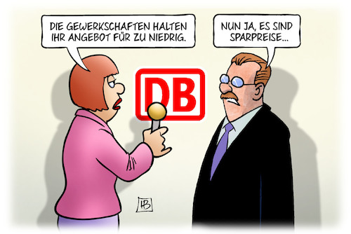 Cartoon: Spartarifrunde (medium) by Harm Bengen tagged spartarifrunde,deutsche,bahn,gewerkschaften,angebot,tarifrunde,gdl,evg,sparpreise,interview,harm,bengen,cartoon,karikatur,spartarifrunde,deutsche,bahn,gewerkschaften,angebot,tarifrunde,gdl,evg,sparpreise,interview,harm,bengen,cartoon,karikatur