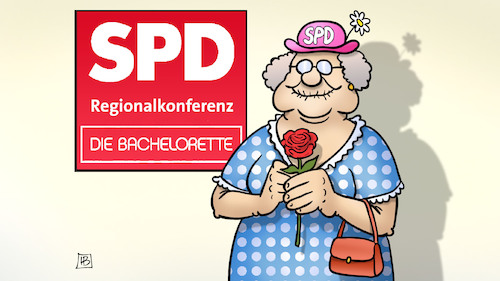 Cartoon: SPD-Bachelorette (medium) by Harm Bengen tagged spd,regionalkonferenz,parteivorsitz,bachelorette,auswahl,rose,oma,alte,tante,harm,bengen,cartoon,karikatur,spd,regionalkonferenz,parteivorsitz,bachelorette,auswahl,rose,oma,alte,tante,harm,bengen,cartoon,karikatur