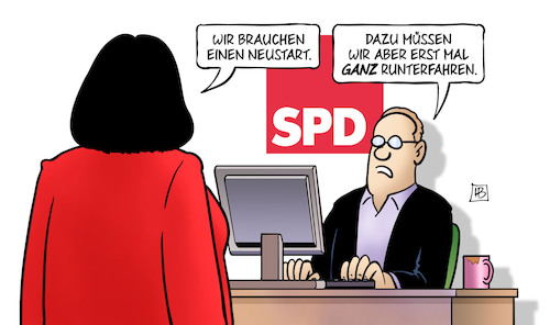 Cartoon: SPD-Neustart (medium) by Harm Bengen tagged neustart,computer,spd,nahles,monitor,runterfahren,harm,bengen,cartoon,karikatur,neustart,computer,spd,nahles,monitor,runterfahren,harm,bengen,cartoon,karikatur