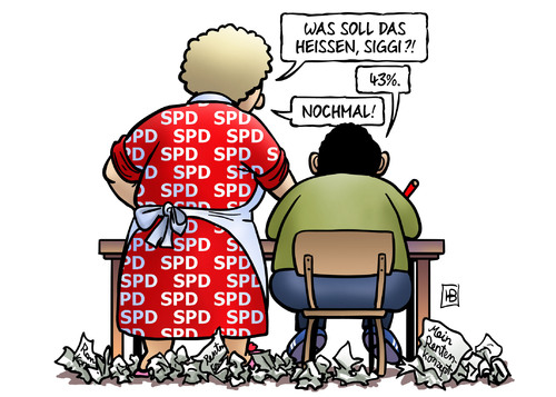 Cartoon: SPD-Rentenkonzept (medium) by Harm Bengen tagged spd,rentenkonzept,43,prozent,sigmar,siggi,gabriel,kritiker,versicherungsjahre,abschläge,harm,bengen,cartoon,karikatur,spd,rentenkonzept,43,prozent,sigmar,siggi,gabriel,kritiker,versicherungsjahre,abschläge,harm,bengen,cartoon,karikatur