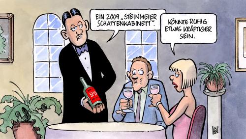 Cartoon: SPD-Schattenkabinett (medium) by Harm Bengen tagged spd,schattenkabinett,steinmeier,kandidat,wahl,bundestagwahl,mannschaft,minister,wein,kellner,kabinett,kompetenzteam,spd,schattenkabinett,frank walter steinmeier,wahl,wahlen,bundestagwahl,mannschaft,minister,wein,kellner,kabinett,kompetenz,team,frank,walter,steinmeier