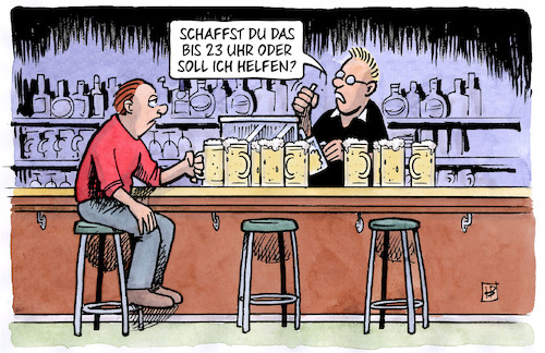 Cartoon: Sperrstunde (medium) by Harm Bengen tagged sperrstunde,23,uhr,kneipe,wirt,gast,bier,corona,harm,bengen,cartoon,karikatur,sperrstunde,23,uhr,kneipe,wirt,gast,bier,corona,harm,bengen,cartoon,karikatur