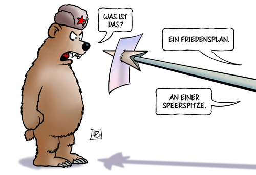 Cartoon: Spitzenplan (medium) by Harm Bengen tagged friedensplan,speerspitze,besuch,merkel,holland,putin,poroschenko,russland,kreml,ukraine,krieg,frieden,harm,bengen,cartoon,karikatur,friedensplan,speerspitze,besuch,merkel,holland,putin,poroschenko,russland,kreml,ukraine,krieg,frieden,harm,bengen,cartoon,karikatur