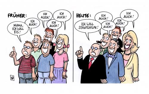 Cartoon: Staatshilfe (medium) by Harm Bengen tagged staatshilfe,krise,finanzkrise,rettungspaket,rettungsschirm,staatsbeteiligung,verstaatlichung,schaeffler,schäffler,staatshilfe,cartoon,krise,finanzkrise,rettungspaket,rettungsschirm,staatsbeteiligung,verstaatlichung,schäffler,finanzen,wirtschaft,geld,pleite,schulden,hilfe,unterstützung,wirtschaftskrise