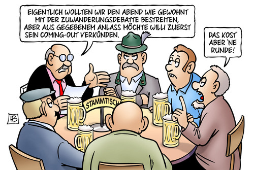 Cartoon: Stammtisch-Themen (medium) by Harm Bengen tagged stammtisch,themen,stammtischthemen,abend,zuwanderungsdebatte,zuwanderung,xenophobie,auslaenderfeindlich,sozialsysteme,homophobie,comingout,coming,out,schwul,kneipe,harm,bengen,cartoon,karikatur,stammtisch,themen,stammtischthemen,abend,zuwanderungsdebatte,zuwanderung,xenophobie,auslaenderfeindlich,sozialsysteme,homophobie,comingout,coming,out,schwul,kneipe,harm,bengen,cartoon,karikatur