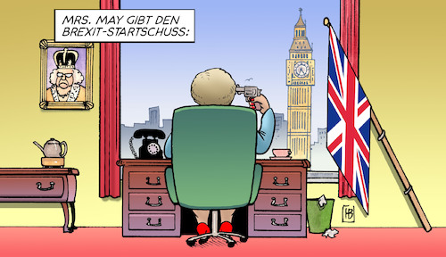 Cartoon: Startschuss (medium) by Harm Bengen tagged startschuss,london,selbstmord,brexit,may,uk,schottland,unabhängigkeit,referendum,eu,austritt,harm,bengen,cartoon,karikatur,startschuss,london,selbstmord,brexit,may,uk,schottland,unabhängigkeit,referendum,eu,austritt,harm,bengen,cartoon,karikatur