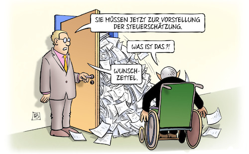 Cartoon: Steuerschätzung 2017 (medium) by Harm Bengen tagged steuerschätzung,schäuble,wunschzettel,tuer,papier,harm,bengen,cartoon,karikatur,steuerschätzung,schäuble,wunschzettel,tuer,papier,harm,bengen,cartoon,karikatur