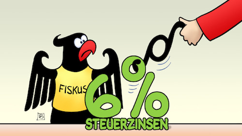 Cartoon: Steuerzinsen (medium) by Harm Bengen tagged prozent,steuerzinsen,bverfg,bundesverfassungsgericht,urteil,paragraph,fiskus,bundesadler,adler,steuern,harm,bengen,cartoon,karikatur,prozent,steuerzinsen,bverfg,bundesverfassungsgericht,urteil,paragraph,fiskus,bundesadler,adler,steuern,harm,bengen,cartoon,karikatur