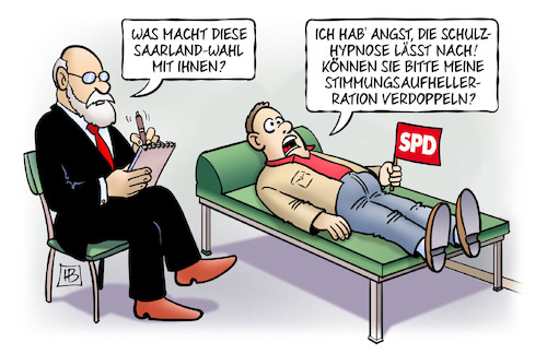 Cartoon: Stimmungsaufheller (medium) by Harm Bengen tagged saarland,rechtsruck,landtagswahl,schulz,bundestagswahl,hypnose,stimmungsaufheller,spd,psychiater,psychologe,harm,bengen,cartoon,karikatur,saarland,rechtsruck,landtagswahl,schulz,bundestagswahl,hypnose,stimmungsaufheller,spd,psychiater,psychologe,harm,bengen,cartoon,karikatur