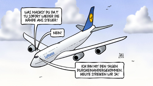 Cartoon: Streiktag oder nicht (medium) by Harm Bengen tagged hände,steuer,streiktag,pilotenstreik,flugzeug,lufthansa,harm,bengen,cartoon,karikatur,hände,steuer,streiktag,pilotenstreik,flugzeug,lufthansa,harm,bengen,cartoon,karikatur