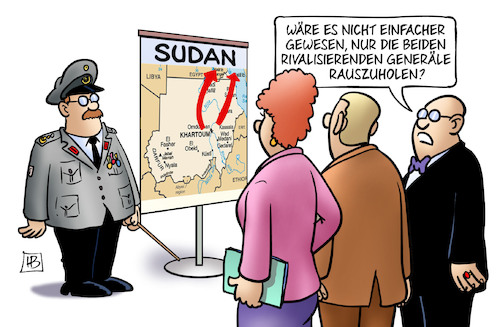 Cartoon: Sudan-Generäle (medium) by Harm Bengen tagged rivalisierende,generäle,putsch,bundeswehr,sudan,evakuierungen,karte,bürgerkrieg,harm,bengen,cartoon,karikatur,rivalisierende,generäle,putsch,bundeswehr,sudan,evakuierungen,karte,bürgerkrieg,harm,bengen,cartoon,karikatur