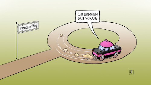 Cartoon: Synodaler Weg (medium) by Harm Bengen tagged synodaler,weg,katholische,kirche,missbrauchsskandal,kreisverkehr,kfz,auto,bischofskonferenz,harm,bengen,cartoon,karikatur,synodaler,weg,katholische,kirche,missbrauchsskandal,kreisverkehr,kfz,auto,bischofskonferenz,harm,bengen,cartoon,karikatur