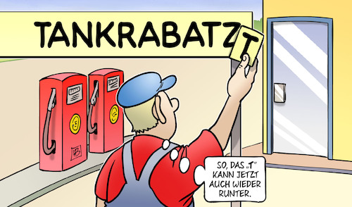 Cartoon: Tankrabatt-Ende (medium) by Harm Bengen tagged tankrabatz,tankrabatt,ende,tankstelle,tankwart,harm,bengen,cartoon,karikatur,tankrabatz,tankrabatt,ende,tankstelle,tankwart,harm,bengen,cartoon,karikatur