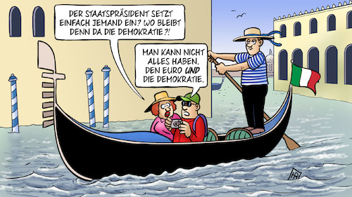 Cartoon: Technokratenregierung (medium) by Harm Bengen tagged staatspräsident,mattarella,italien,gondel,demokratie,ministerpräsident,euro,wahlen,harm,bengen,cartoon,karikatur,staatspräsident,mattarella,italien,gondel,demokratie,ministerpräsident,euro,wahlen,harm,bengen,cartoon,karikatur