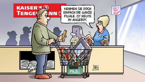 Cartoon: Tengelmann-Ausverkauf (medium) by Harm Bengen tagged tengelmann,kaisers,ausverkauf,filiale,angebot,supermarkt,zerschlagung,harm,bengen,cartoon,karikatur,tengelmann,kaisers,ausverkauf,filiale,angebot,supermarkt,zerschlagung,harm,bengen,cartoon,karikatur