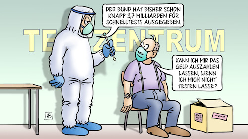 Cartoon: Testkosten (medium) by Harm Bengen tagged bund,schnelltests,geld,auszahlen,testzentrum,testkosten,oktober,gratistests,kostenlos,testen,corona,harm,bengen,cartoon,karikatur,bund,schnelltests,geld,auszahlen,testzentrum,testkosten,oktober,gratistests,kostenlos,testen,corona,harm,bengen,cartoon,karikatur