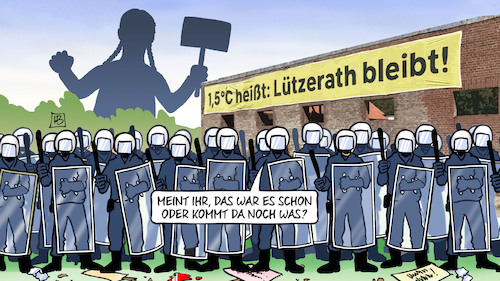 Cartoon: Thunberg in Lützerath (medium) by Harm Bengen tagged greta,thunberg,rwe,polizei,lützerath,räumung,kohle,klimaschutz,klimawandel,erderwärmung,harm,bengen,cartoon,karikatur,greta,thunberg,rwe,polizei,lützerath,räumung,kohle,klimaschutz,klimawandel,erderwärmung,harm,bengen,cartoon,karikatur