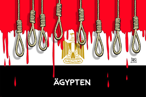 Cartoon: Todesurteile Ägypten (medium) by Harm Bengen tagged todesurteile,ägypten,mursi,präsident,al,sisi,muslimbruderschaft,gericht,prozess,galgen,strick,blut,fahne,harm,bengen,cartoon,karikatur,todesurteile,ägypten,mursi,präsident,al,sisi,muslimbruderschaft,gericht,prozess,galgen,strick,blut,fahne,harm,bengen,cartoon,karikatur