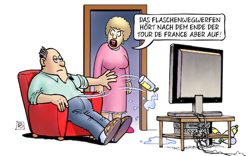 Cartoon: Tour-Ende (medium) by Harm Bengen tagged flaschenwegwerfen,ende,tour,de,france,tv,harm,bengen,cartoon,karikatur,flaschenwegwerfen,ende,tour,de,france,tv,harm,bengen,cartoon,karikatur