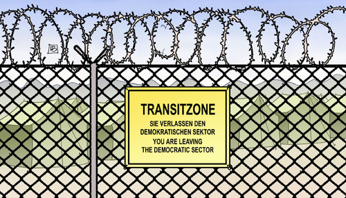 Cartoon: Transitsektor (medium) by Harm Bengen tagged sektor,transitzone,einreisezentrum,lager,zaun,stacheldraht,spd,cdu,csu,groko,fluechtlinge,flucht,grenze,asyl,harm,bengen,cartoon,karikatur,sektor,transitzone,einreisezentrum,lager,zaun,stacheldraht,spd,cdu,csu,groko,fluechtlinge,flucht,grenze,asyl,harm,bengen,cartoon,karikatur