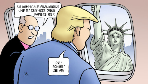 Cartoon: Trump-Ausweisungen (medium) by Harm Bengen tagged trump,ausweisungen,frankreich,freiheitsstaue,1886,ohne,papiere,liberty,abschiebungen,harm,bengen,cartoon,karikatur,trump,ausweisungen,frankreich,freiheitsstaue,1886,ohne,papiere,liberty,abschiebungen,harm,bengen,cartoon,karikatur