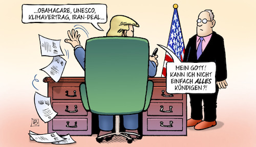 Cartoon: Trump-Dekretee (medium) by Harm Bengen tagged obamacare,unesco,klimavertrag,iran,deal,kündigen,trump,dekrete,usa,harm,bengen,cartoon,karikatur,obamacare,unesco,klimavertrag,iran,deal,kündigen,trump,dekrete,usa,harm,bengen,cartoon,karikatur