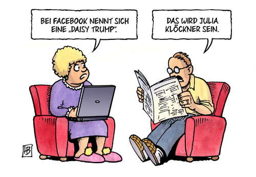 Cartoon: Trump-Klöckner (medium) by Harm Bengen tagged facebook,daisy,donald,trump,julia,klöckner,usa,vorwahlen,landtagswahlen,harm,bengen,cartoon,karikatur,facebook,daisy,donald,trump,julia,klöckner,usa,vorwahlen,landtagswahlen,harm,bengen,cartoon,karikatur